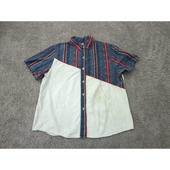 Ozark Mountain Tops - Vintage Ozark Mountain Shirt Womens 20W PLUS Aztec Colorblock Made‎ in USA